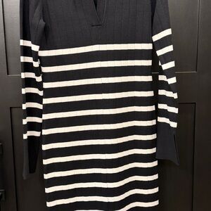 Vici Black and White Striped Long Sleeve Dress